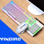 YINDIAO K002 Tastiera retroilluminata RGB con sensazione meccanica cablata USB + set mouse ottico silenzioso, RGB Backlight / Black, RGB Backlight / Silent / Black, Orange Backlight / Black, RGB Backlight / White