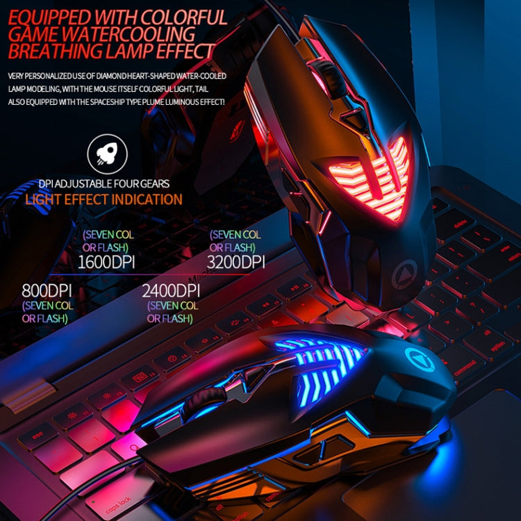 Mouse da gioco cablato programmabile con luce RGB regolabile in 4 modalità YINDIAO G4 3200 DPI
