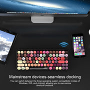 Ajazz 308I Tablet Telefono cellulare Computer Domestico Tastiera wireless per ufficio, Black, Pink, Green, White
