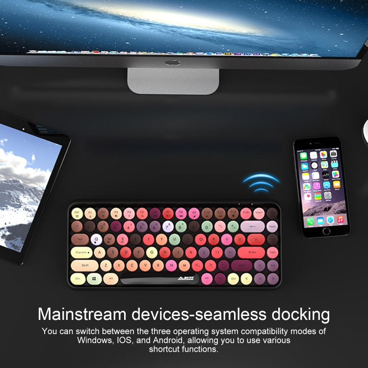 Ajazz 308I Tablet Telefono cellulare Computer Domestico Tastiera wireless per ufficio, Black, Pink, Green, White