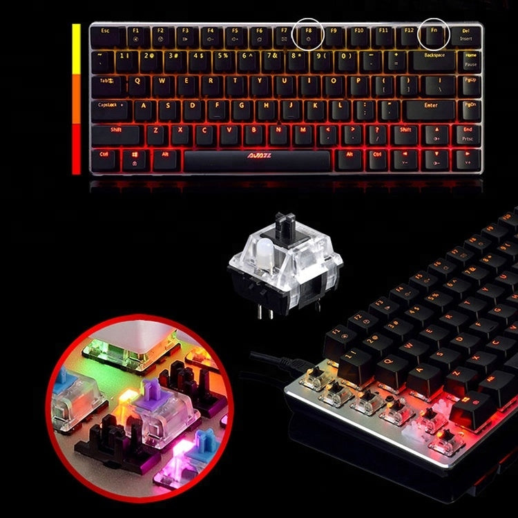 Tastiera meccanica da gioco con luce RGB per computer portatile Ajazz 82 tasti (albero nero blu), with RGB Light