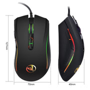 HXSJ A869 Gioco cablato luminoso colorato Mouse ottico ergonomico regolabile a 7 tasti 3200 DPI, A869
