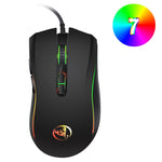 HXSJ A869 Gioco cablato luminoso colorato Mouse ottico ergonomico regolabile a 7 tasti 3200 DPI, A869