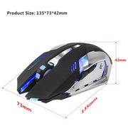 HXSJ M10 2.4GHz 6 tasti USB ricaricabile Illuminazione colorata Mouse da gioco ottico wireless ergonomico 2400 DPI per computer desktop, M10
