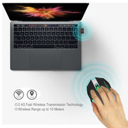 HXSJ M10 2.4GHz 6 tasti USB ricaricabile Illuminazione colorata Mouse da gioco ottico wireless ergonomico 2400 DPI per computer desktop, M10