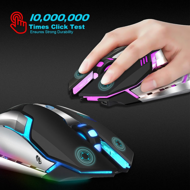 HXSJ M10 2.4GHz 6 tasti USB ricaricabile Illuminazione colorata Mouse da gioco ottico wireless ergonomico 2400 DPI per computer desktop, M10