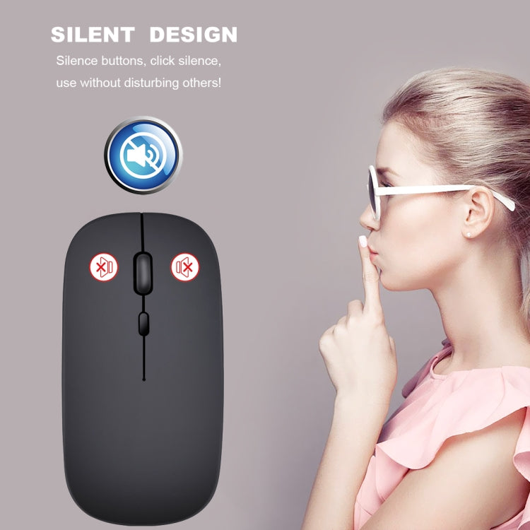 Mouse ottico silenzioso regolabile a tre velocità wireless HXSJ M80 da 2,4 GHz 1600 DPI, Black, Grey, Gold, Rose Gold, Silver, White