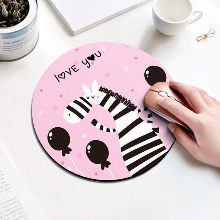 Tappetino per mouse circolare con motivo zebrato, diametro: 22 cm, Zebra