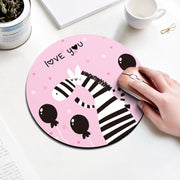 Tappetino per mouse circolare con motivo zebrato, diametro: 22 cm, Zebra