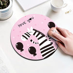 Tappetino per mouse circolare con motivo zebrato, diametro: 22 cm, Zebra