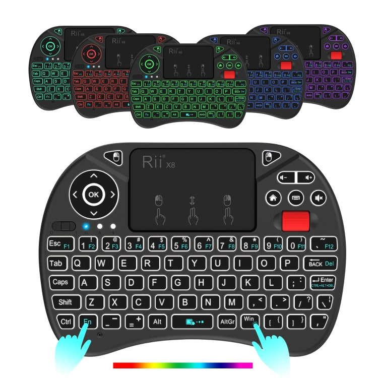 Touchpad combinato da 2,5 pollici con retroilluminazione (nero), Rii X8