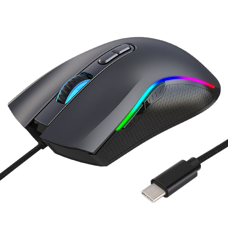 HXSJ A869 Type-C 7200 dpi 6 modalità regolabile 7 tasti RGB con luce da gioco cablata, A869RGB-TYPE-C