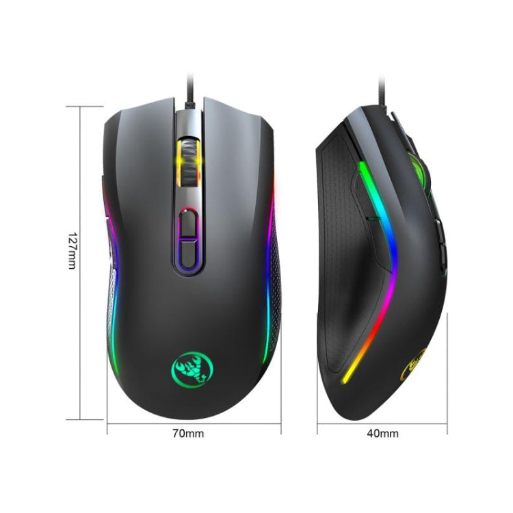 HXSJ A869 Type-C 7200 dpi 6 modalità regolabile 7 tasti RGB con luce da gioco cablata, A869RGB-TYPE-C