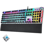 AULA F2088 108 tasti placcatura luce mista punk interruttore meccanico blu tastiera da gioco USB cablata con pulsante in metallo, Blue Switch Silver