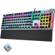 AULA F2088 108 tasti placcatura luce mista punk interruttore meccanico blu tastiera da gioco USB cablata con pulsante in metallo, Blue Switch Silver