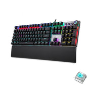 AULA F2088 Tastiera da gioco USB cablata con interruttore blu meccanico a 108 tasti a luce mista con pulsante in metallo, Blue Switch Black