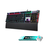 AULA F2088 Tastiera da gioco USB cablata con interruttore blu meccanico a 108 tasti a luce mista con pulsante in metallo, Blue Switch Black