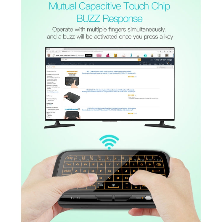 Mini tastiera wireless H18+ da 2,4 GHz, touchpad completo con retroilluminazione regolabile a 3 livelli (nero), H18+ Backlight Keyboard