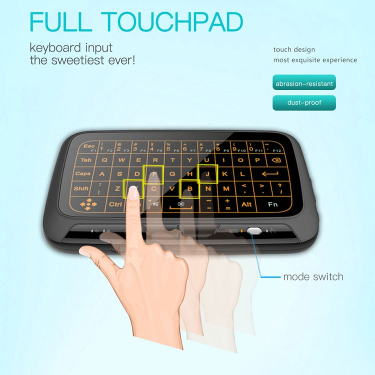 Mini tastiera wireless H18+ da 2,4 GHz, touchpad completo con retroilluminazione regolabile a 3 livelli (nero), H18+ Backlight Keyboard