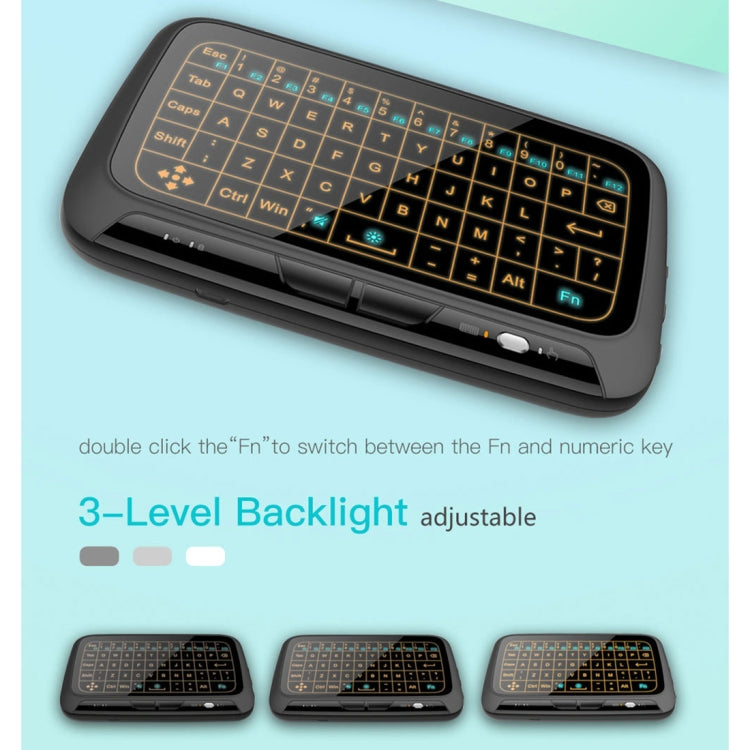 Mini tastiera wireless H18+ da 2,4 GHz, touchpad completo con retroilluminazione regolabile a 3 livelli (nero), H18+ Backlight Keyboard