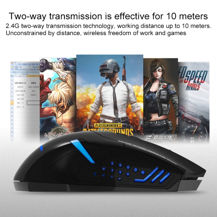 Mouse da gioco wireless muto ET X-08 a 7 tasti 2400 DPI 2.4G con ricevitore USB e retroilluminazione colorata