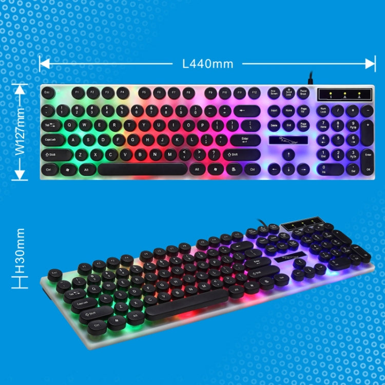 Chasing Leopard G21 USB 104 tasti Impermeabile Galleggiante Rotondo Punk Keycap Retroilluminazione colorata Sensazione meccanica Tastiera cablata, Lunghezza: 1,3 m