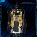 Chasing Leopard T7 USB 6 tasti 2400 DPI Retroilluminazione regolabile a tre velocità Mouse da gioco ottico cablato Contrappeso incorporato, Lunghezza: 1,8 m, T7