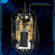 Chasing Leopard T7 USB 6 tasti 2400 DPI Retroilluminazione regolabile a tre velocità Mouse da gioco ottico cablato Contrappeso incorporato, Lunghezza: 1,8 m, T7