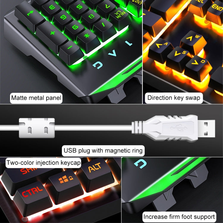 Set tastiera e mouse da gioco YINDIAO V2 con sensazione meccanica (nero arancione giallo chiaro), KB5790A, KB5790B, KB5790C, KB5790D