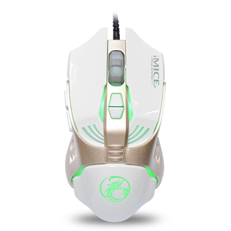 iMICE V5 USB 7 pulsanti 4000 DPI Mouse da gioco ottico retroilluminato colorato cablato per computer PC portatile, V5  (White), V5  (Black)