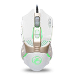 iMICE V5 USB 7 pulsanti 4000 DPI Mouse da gioco ottico retroilluminato colorato cablato per computer PC portatile, V5  (White), V5  (Black)
