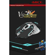 iMICE V5 USB 7 pulsanti 4000 DPI Mouse da gioco ottico retroilluminato colorato cablato per computer PC portatile, V5  (White), V5  (Black)