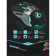 iMICE V5 USB 7 pulsanti 4000 DPI Mouse da gioco ottico retroilluminato colorato cablato per computer PC portatile, V5  (White), V5  (Black)