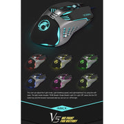iMICE V5 USB 7 pulsanti 4000 DPI Mouse da gioco ottico retroilluminato colorato cablato per computer PC portatile, V5  (White), V5  (Black)