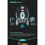 iMICE V5 USB 7 pulsanti 4000 DPI Mouse da gioco ottico retroilluminato colorato cablato per computer PC portatile, V5  (White), V5  (Black)