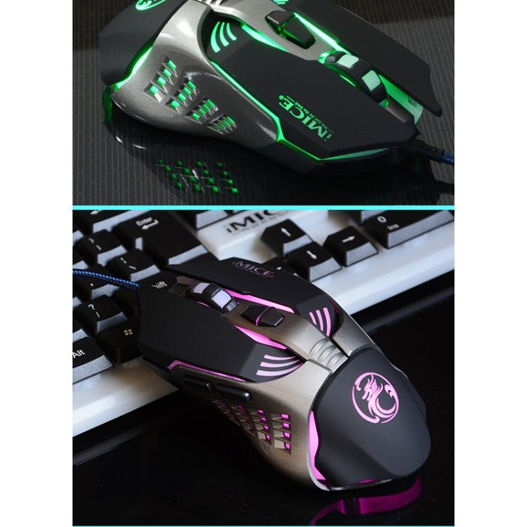iMICE V5 USB 7 pulsanti 4000 DPI Mouse da gioco ottico retroilluminato colorato cablato per computer PC portatile, V5  (White), V5  (Black)