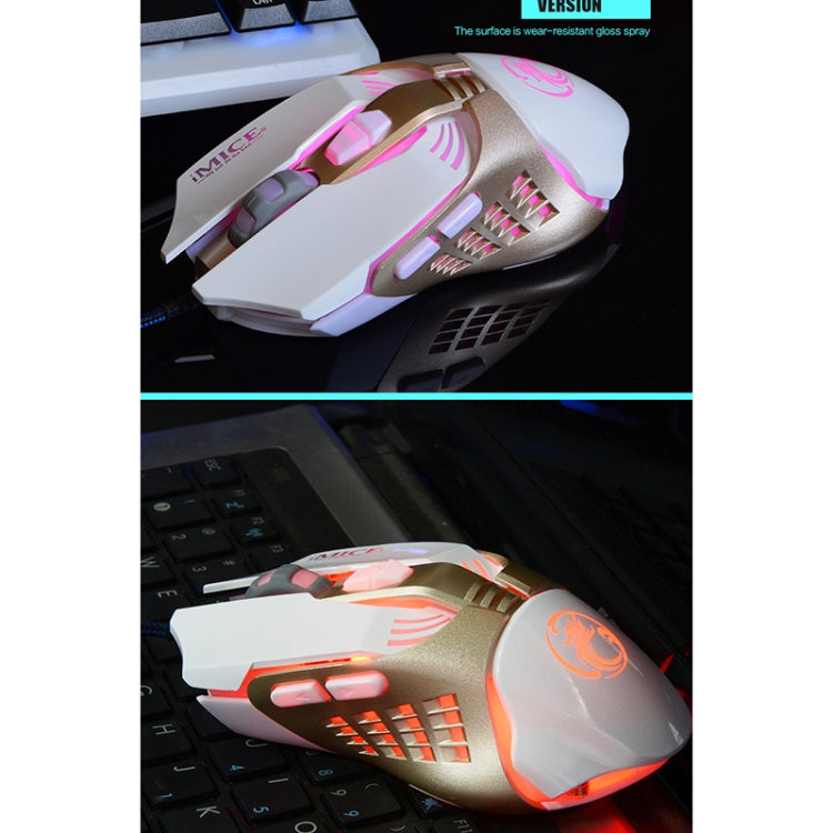iMICE V5 USB 7 pulsanti 4000 DPI Mouse da gioco ottico retroilluminato colorato cablato per computer PC portatile, V5  (White), V5  (Black)