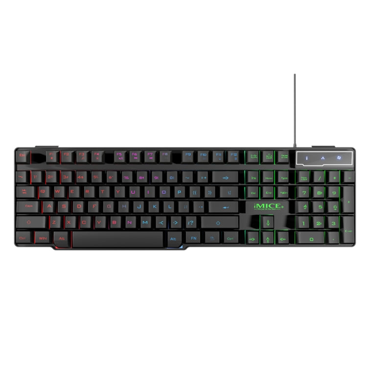 iMICE AK-600 Tastiera da gioco retroilluminata con tasti mobili USB cablata, Glow Backlit (Black)