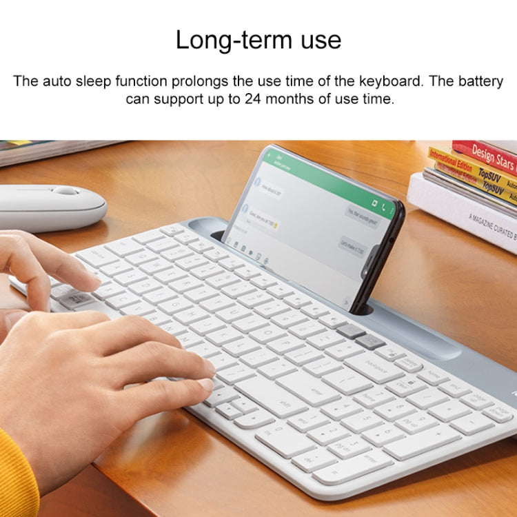 Logitech K580 Dual Mode Tastiera wireless multidispositivo sottile e leggera con supporto per telefono