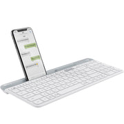 Logitech K580 Dual Mode Tastiera wireless multidispositivo sottile e leggera con supporto per telefono