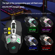 HXSJ J200 Mouse meccanico programmabile per e-sport cablato a 7 tasti con luce