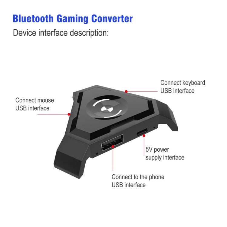 HXSJ P5 Bluetooth 4.1 Tastiera Mouse Convertitore da gioco Bluetooth, versione non stampabile