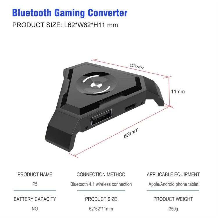 HXSJ P5 Bluetooth 4.1 Tastiera Mouse Convertitore da gioco Bluetooth, versione non stampabile