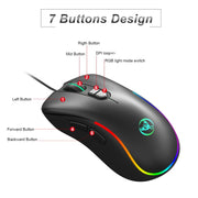 Mouse cablato da gioco programmabile con illuminazione RGB HXSJ J300 a 7 tasti, J300