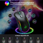 Mouse cablato da gioco programmabile con illuminazione RGB HXSJ J300 a 7 tasti, J300