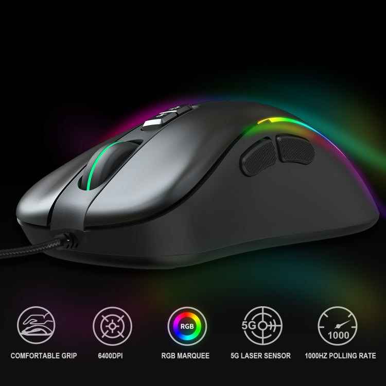 Mouse cablato da gioco programmabile con illuminazione RGB HXSJ J300 a 7 tasti, J300