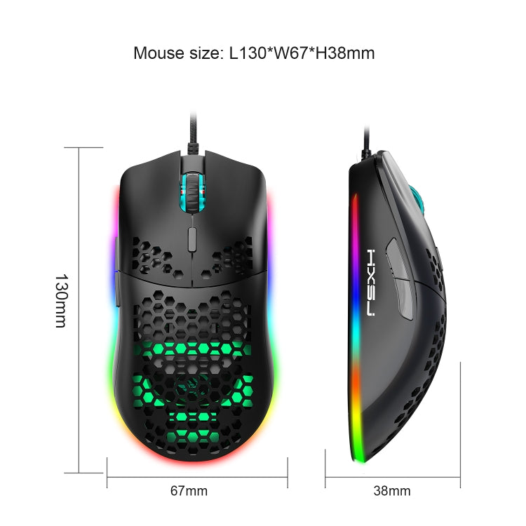 HXSJ J900 Mouse cablato da gioco programmabile con illuminazione RGB a 6 tasti (bianco), J900(Black), J900(White)