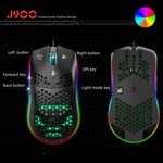 HXSJ J900 Mouse cablato da gioco programmabile con illuminazione RGB a 6 tasti (bianco), J900(Black), J900(White)