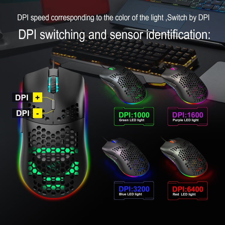 HXSJ J900 Mouse cablato da gioco programmabile con illuminazione RGB a 6 tasti (bianco), J900(Black), J900(White)