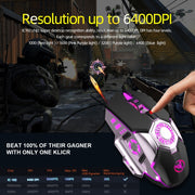Mouse cablato per giochi e-sport programmabili con illuminazione colorata HXSJ J700, J700